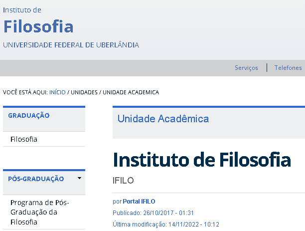 Instituto de Filosofia UFU - Universidade Federal de Uberlândia